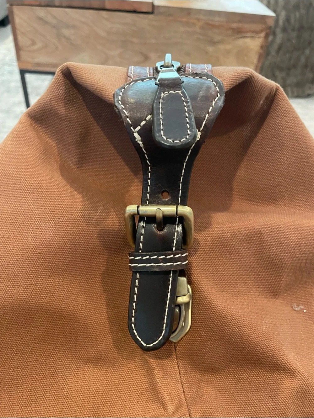 F.H. Wadsworth NYC Brown Canvas & Leather Weekender Duffel Bag
